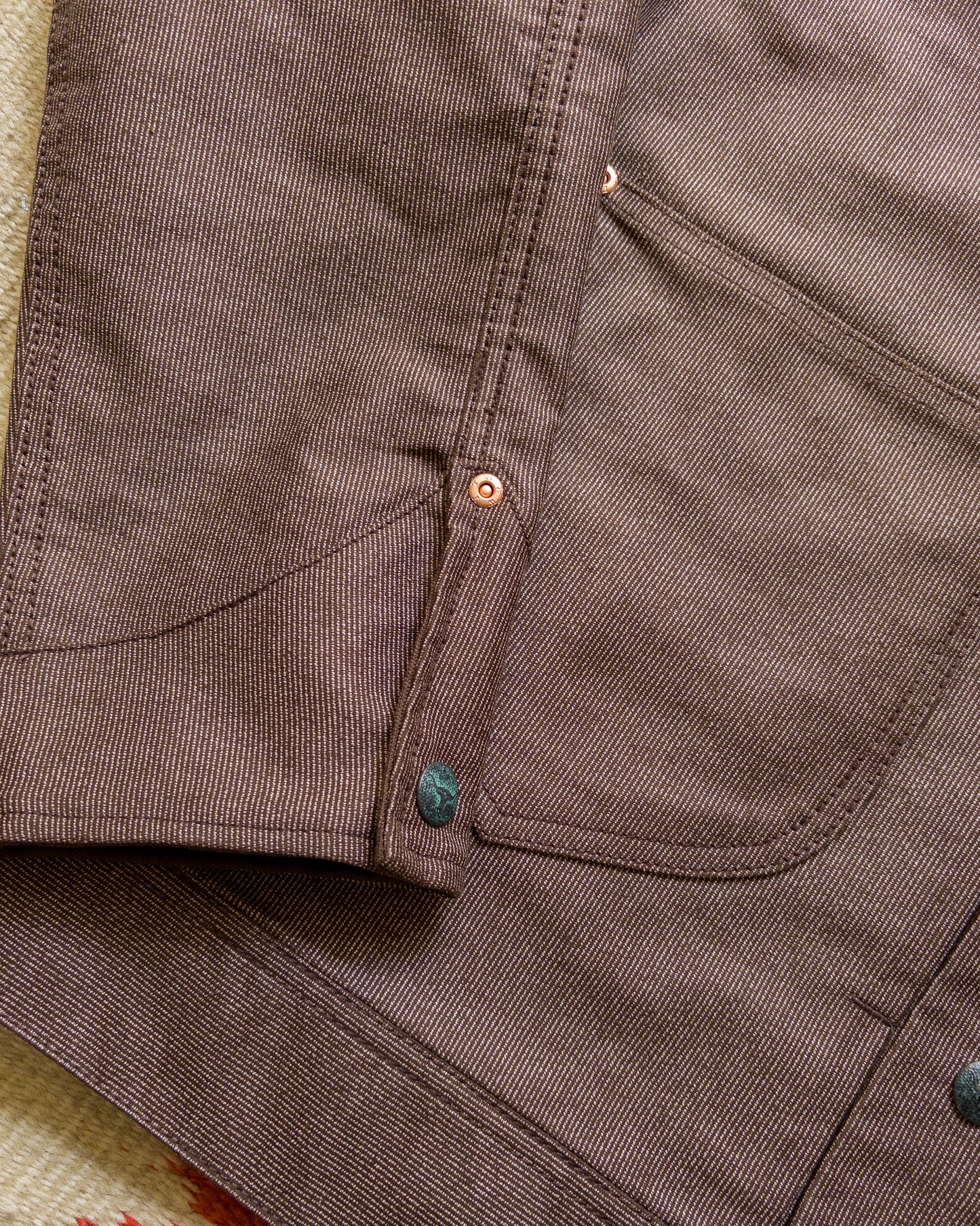 Japanese Wabash Stripe Moleskin Ranch Jacket - Espresso Brown