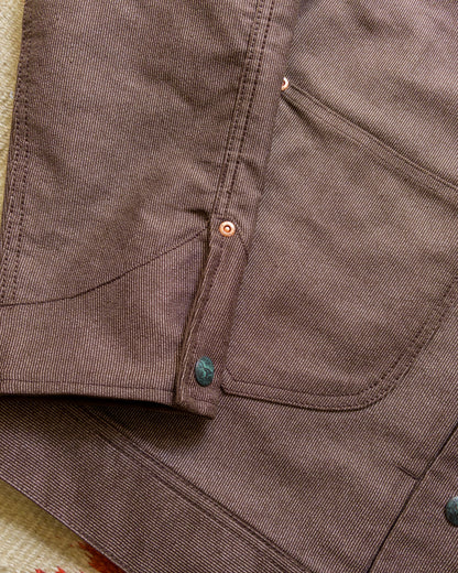 Japanese Wabash Stripe Moleskin Ranch Jacket - Espresso Brown
