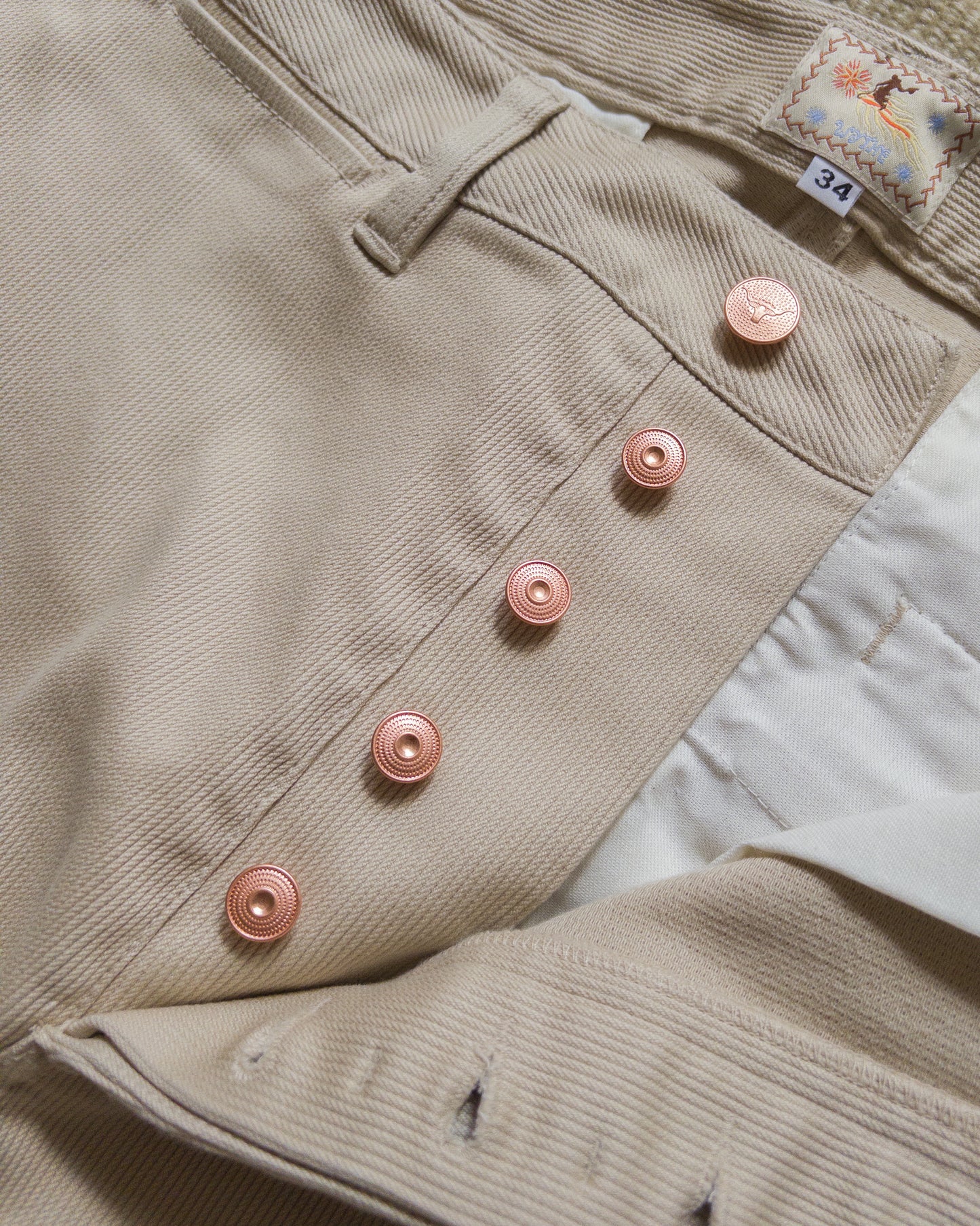 Bedford Cord Flat Front Chinos - Off White