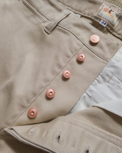 Bedford Cord Flat Front Chinos - Off White