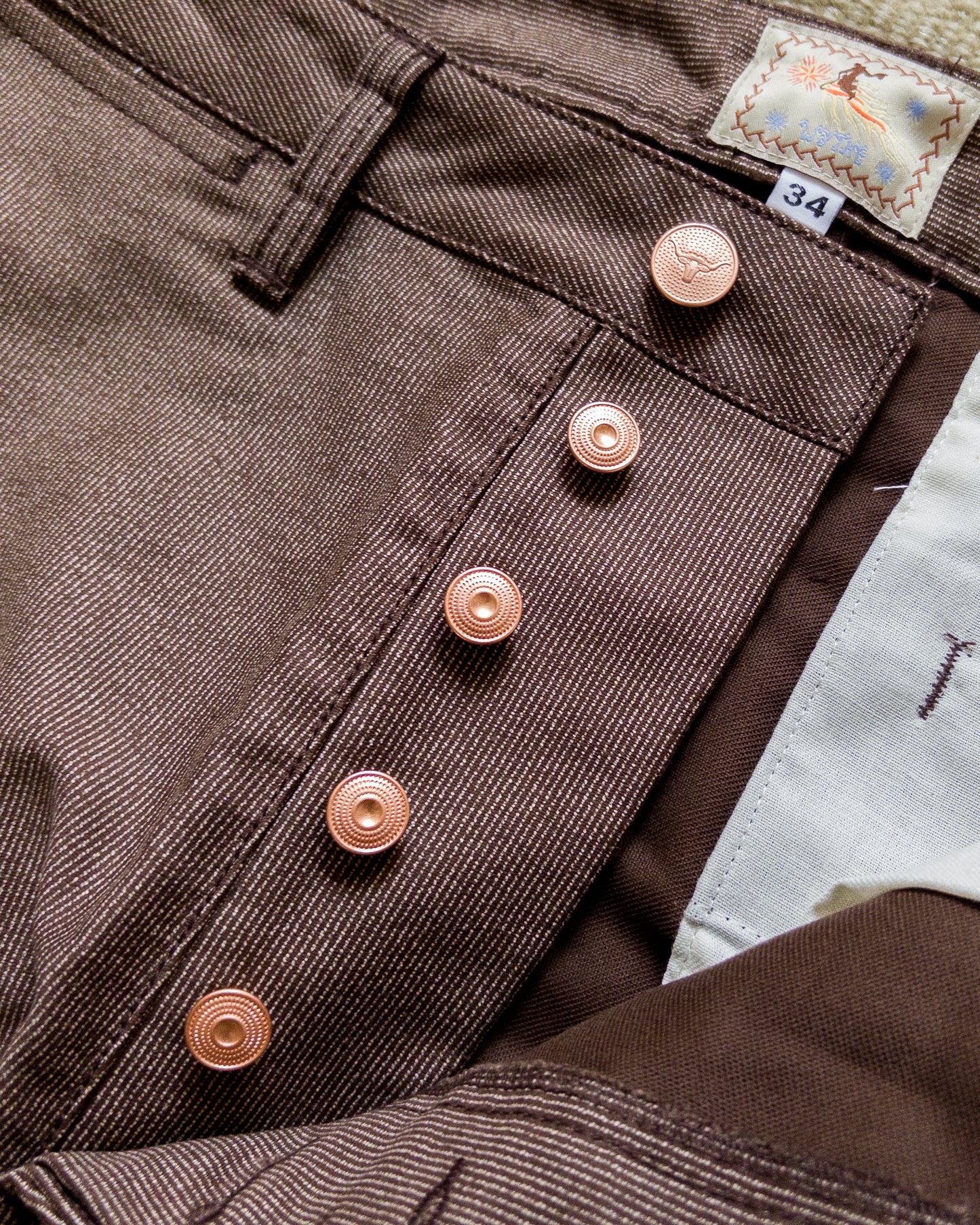Japanese Wabash Stripe Moleskin Chinos - Espresso Brown