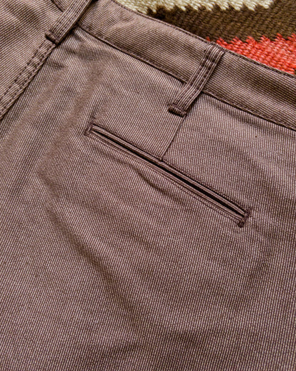Japanese Wabash Stripe Moleskin Chinos - Espresso Brown