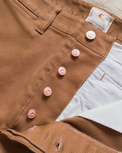 Bedford Cord Flat Front Chinos - Bay Brown