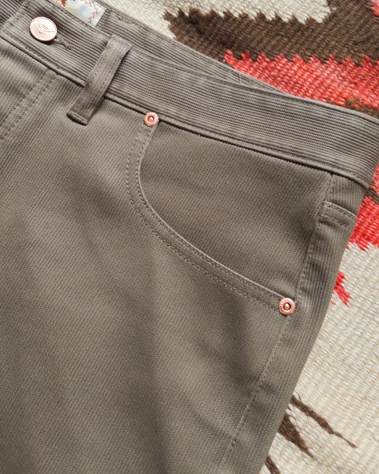 Bedford Cord Five Pocket Pants - Faded Olive