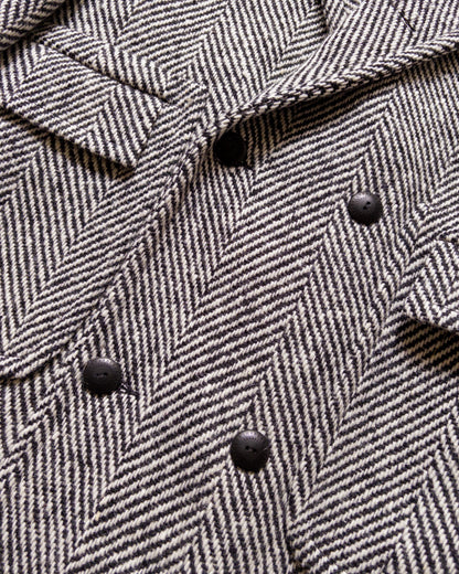 Polo Coat - Black/Cream Herringbone Tweed