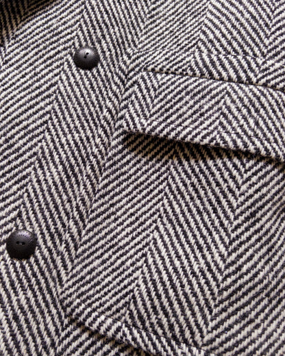 Polo Coat - Black/Cream Herringbone Tweed