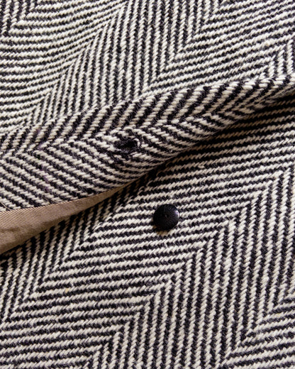 Polo Coat - Black/Cream Herringbone Tweed