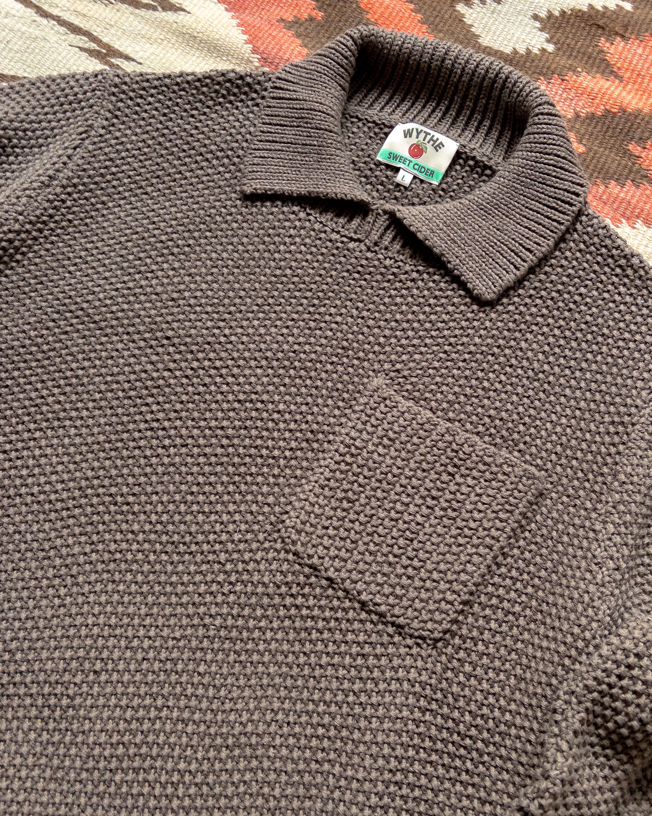 Moss Stitch Collared Sweater - Dusty Olive – Wythe