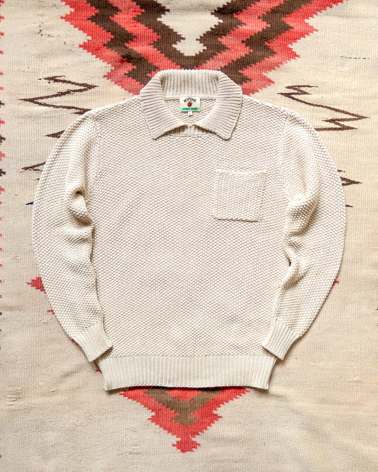 Moss Stitch Collared Sweater - Buttermilk