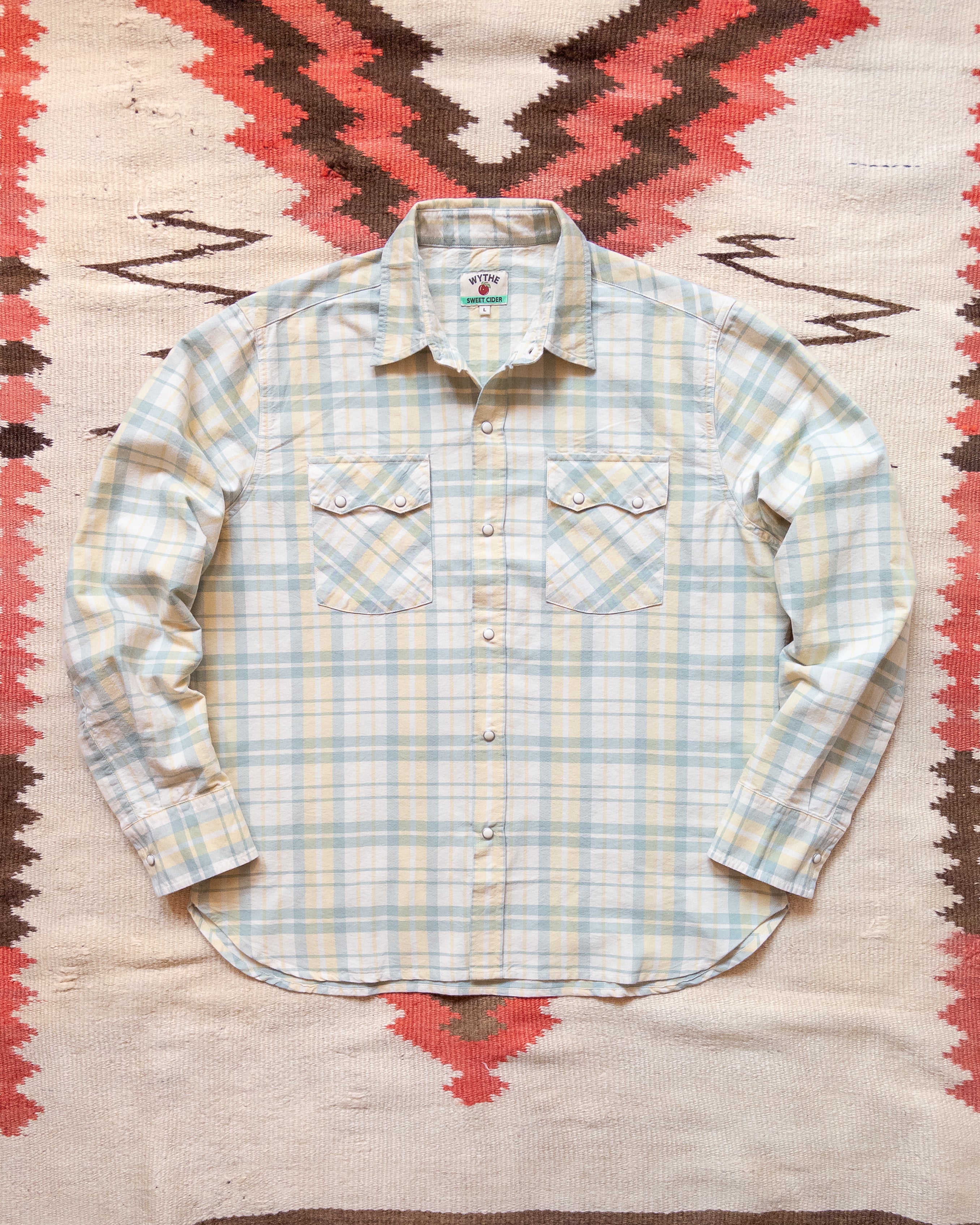 Oxford Cloth Pearlsnap Shirt - Sage and Sunflower Plaid – Wythe