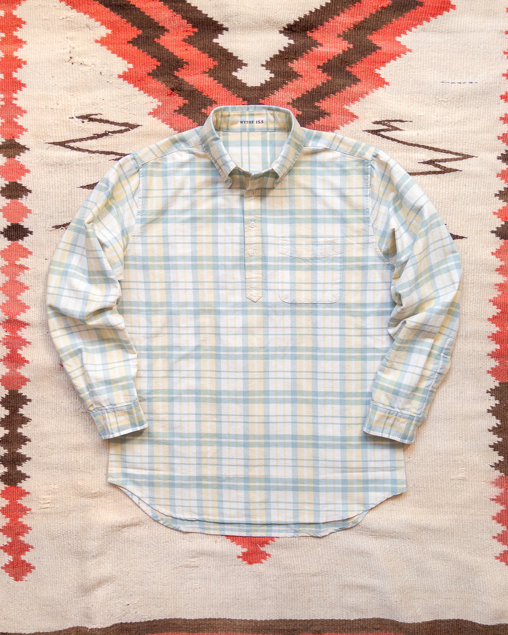 Oxford Cloth Button Down Popover - Sage and Sunflower Plaid