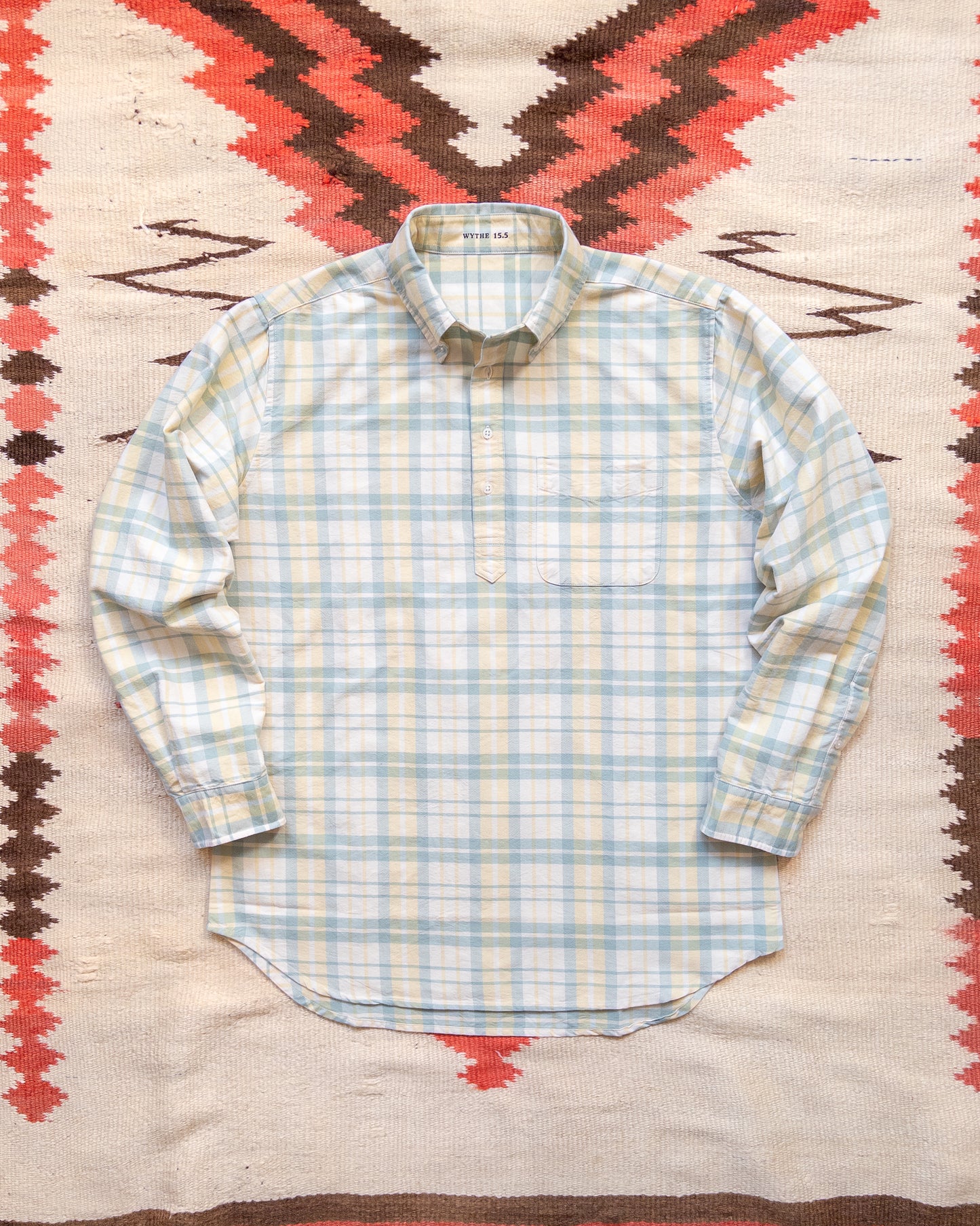 Oxford Cloth Button Down Popover - Sage and Sunflower Plaid