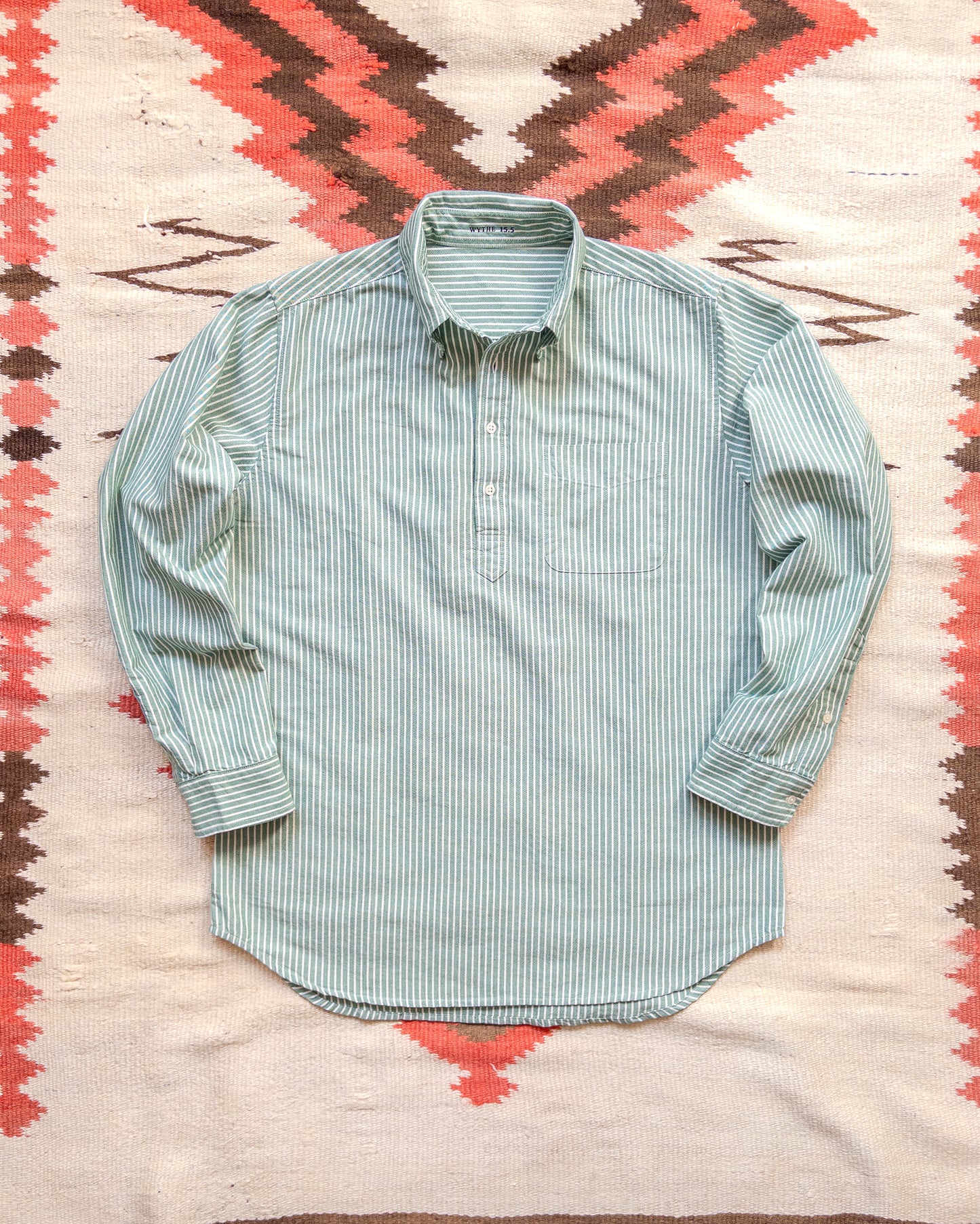 Oxford Cloth Button Down Popover - Evergreen Stripe