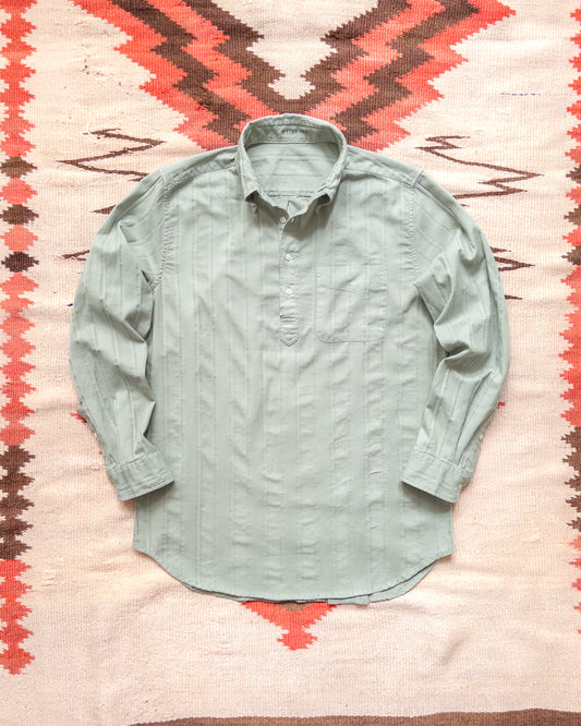 French Hickory Stripe Popover Button Down - Sage