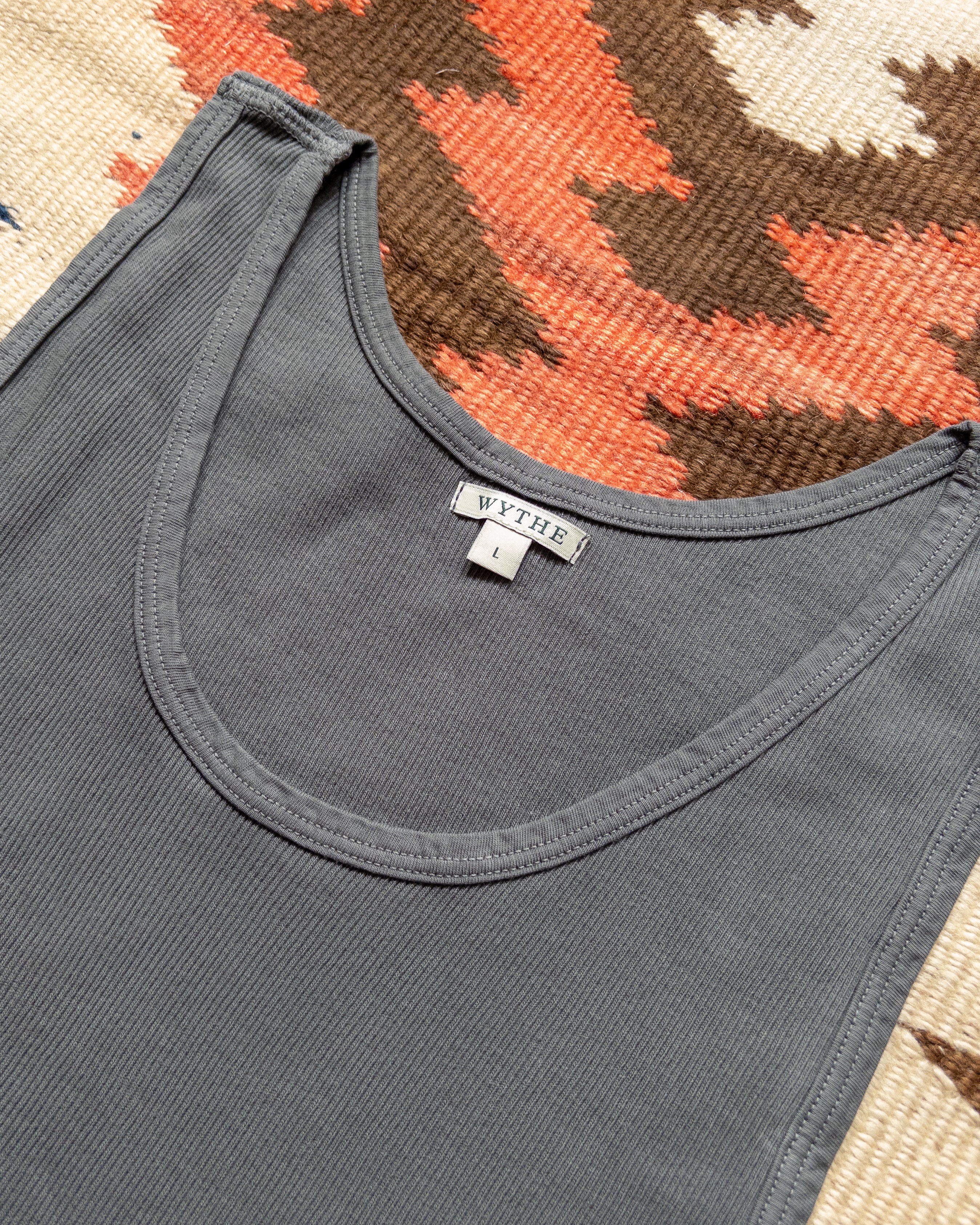 Tubular Cotton Ribbed Tank Top - Faded Black