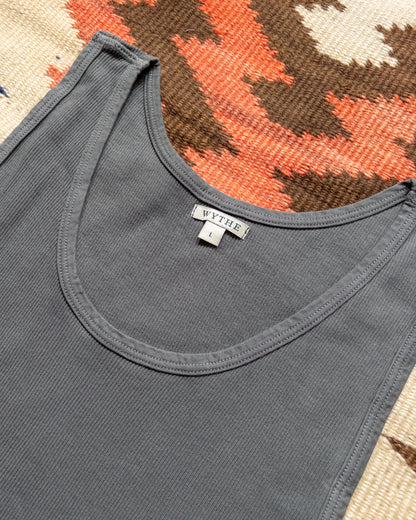 Tubular Cotton Ribbed Tank Top - Faded Black