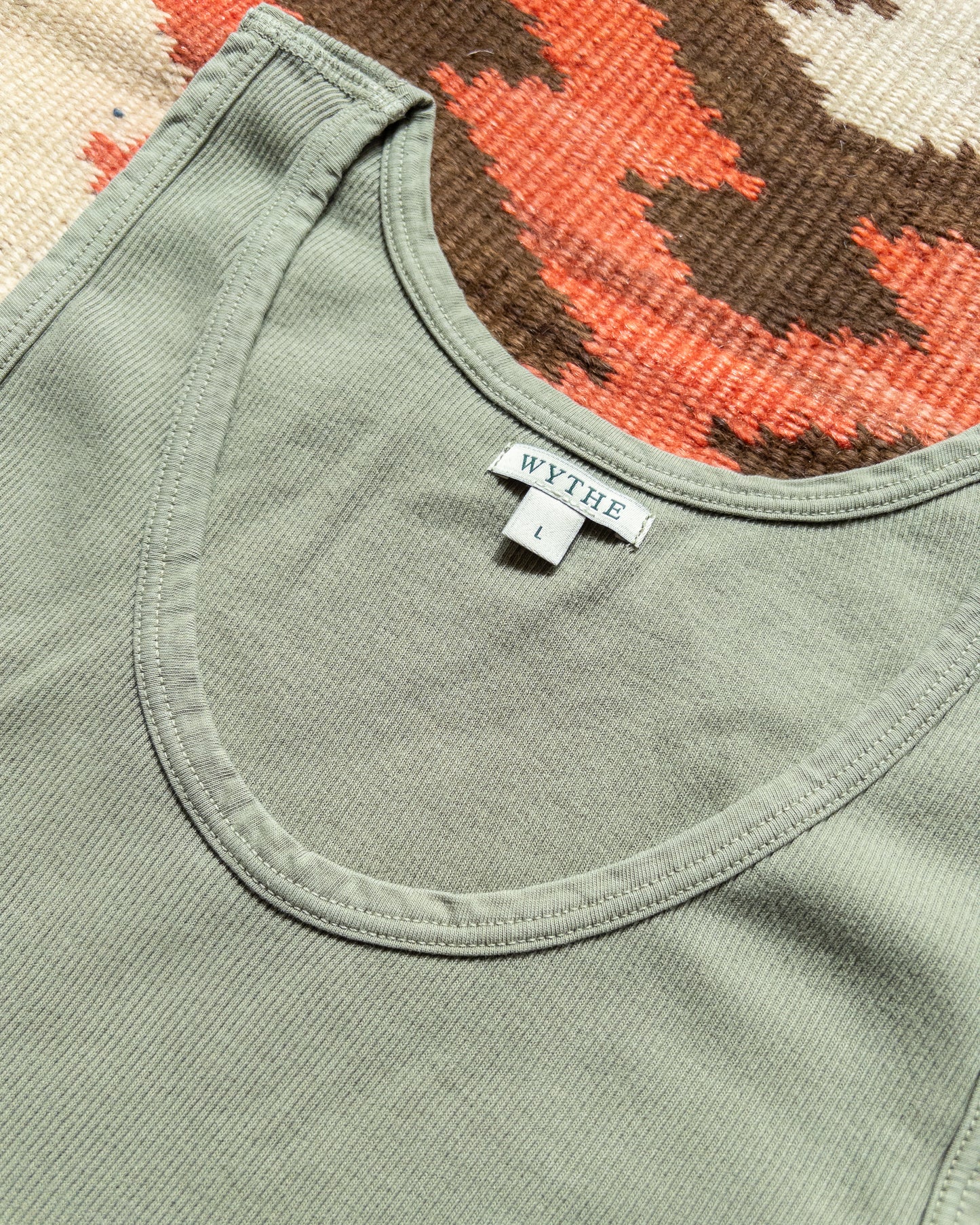 Tubular Cotton Ribbed Tank Top - Faded Olive