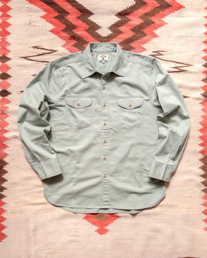 Cotton Herringbone Officer's Shirt - Sage