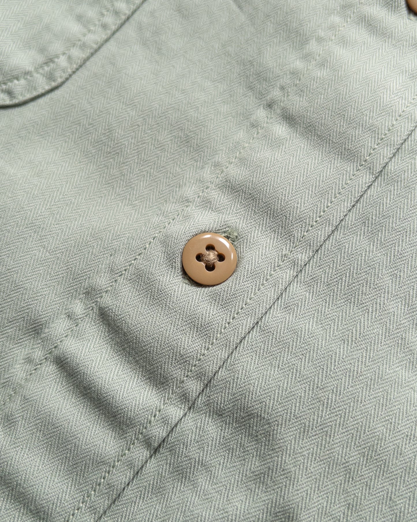 Cotton Herringbone Officer's Shirt - Sage