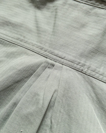 Cotton Herringbone Officer's Shirt - Sage