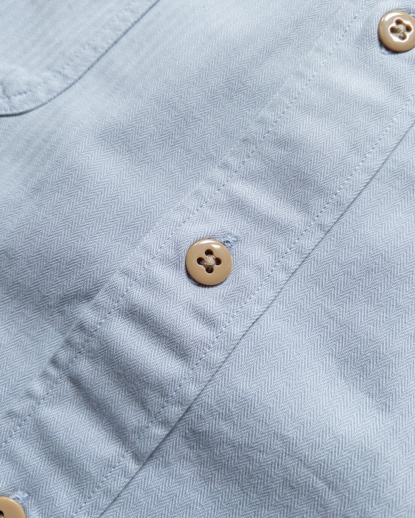 Cotton Herringbone Officer's Shirt - Faded Bench Blue