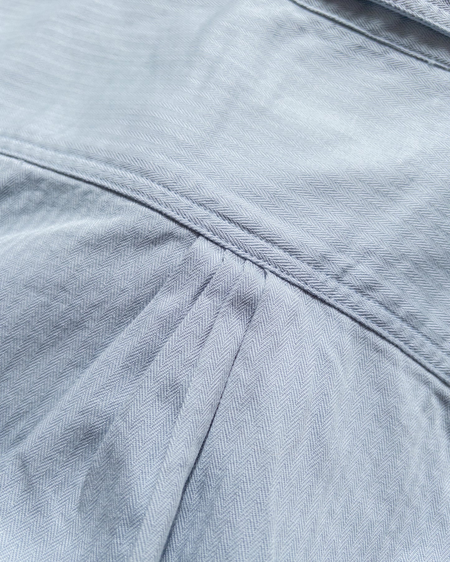 Cotton Herringbone Officer's Shirt - Faded Bench Blue