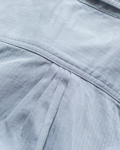 Cotton Herringbone Officer's Shirt - Faded Bench Blue