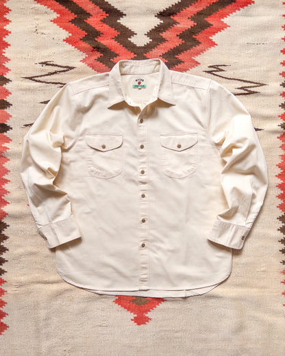 Cotton Herringbone Officer's Shirt - Buttermilk