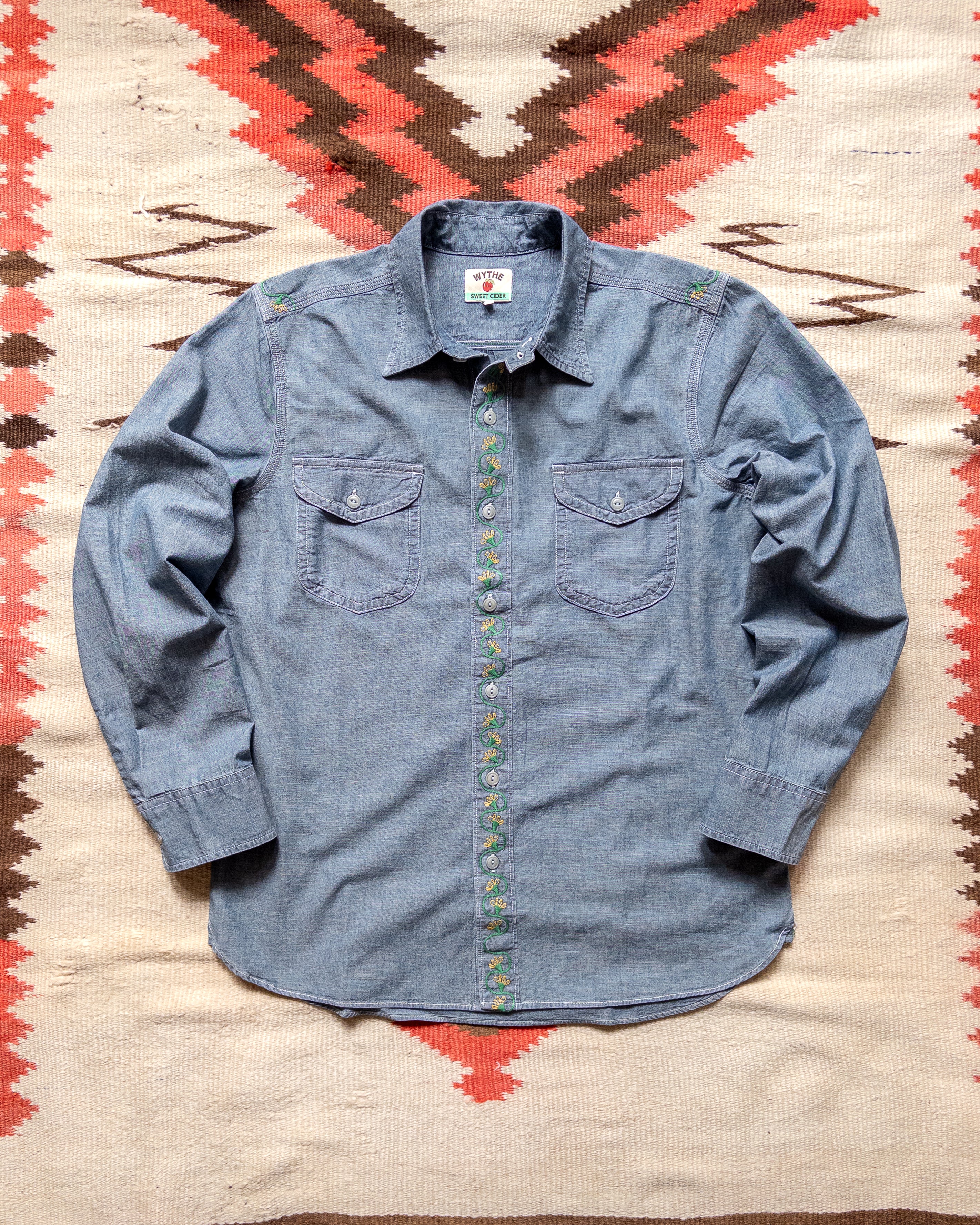 Embroidered Chambray Workshirt - Rinsed Indigo – Wythe