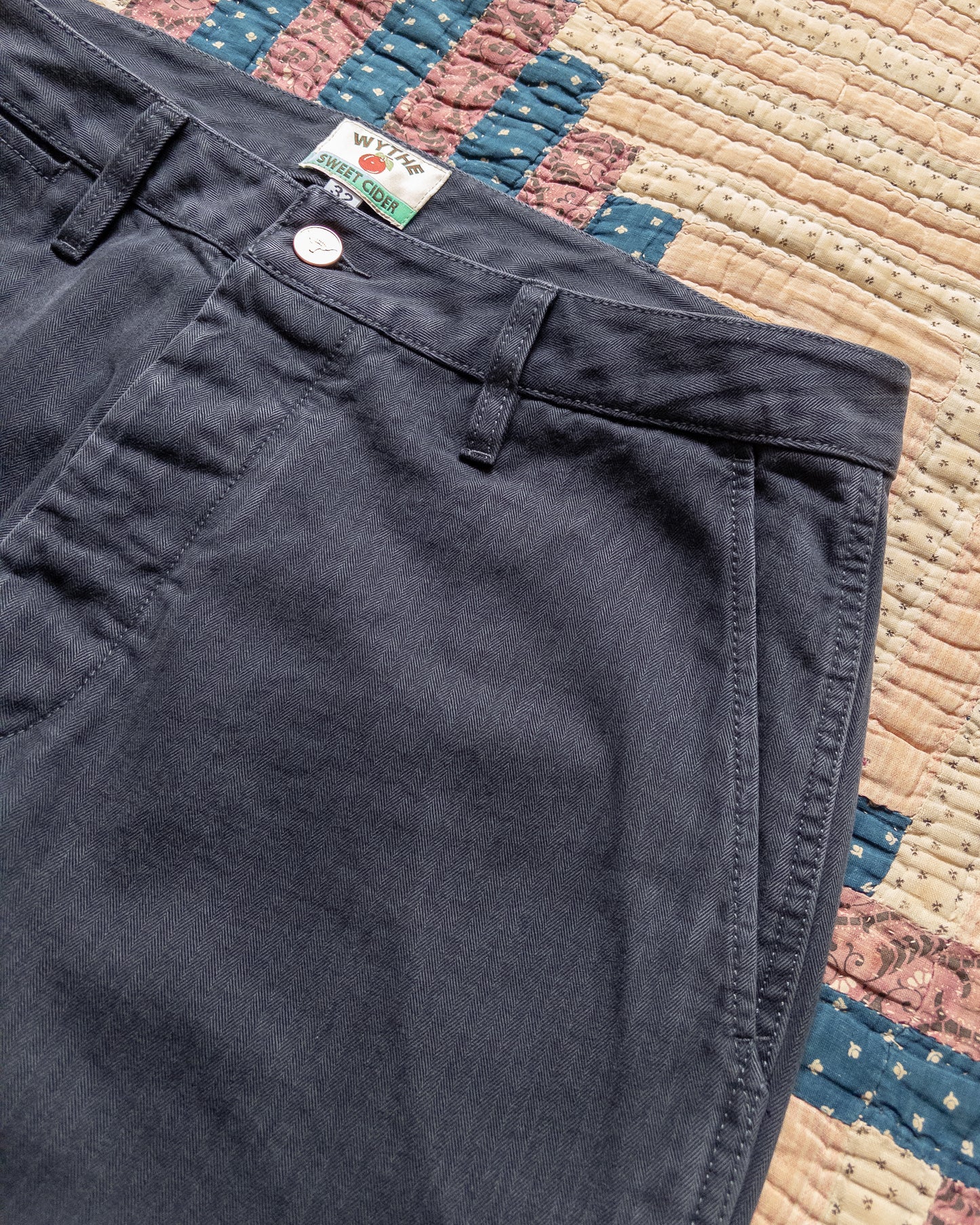 Japanese Cotton Herringbone Chino - Faded Navy