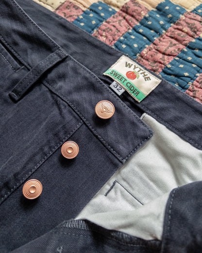 Japanese Cotton Herringbone Chino - Faded Navy