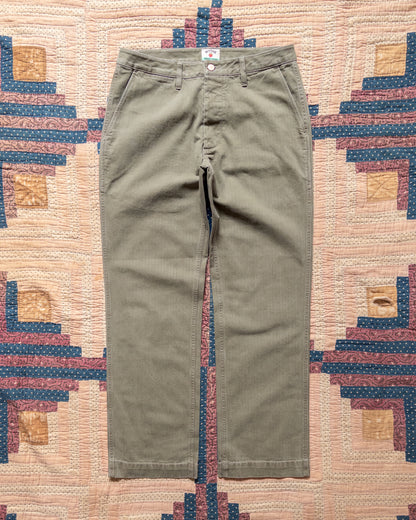 Japanese Cotton Herringbone Chino - Faded Olive