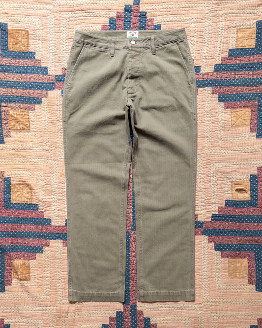 Japanese Cotton Herringbone Chino - Faded Olive