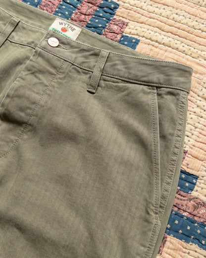 Japanese Cotton Herringbone Chino - Faded Olive