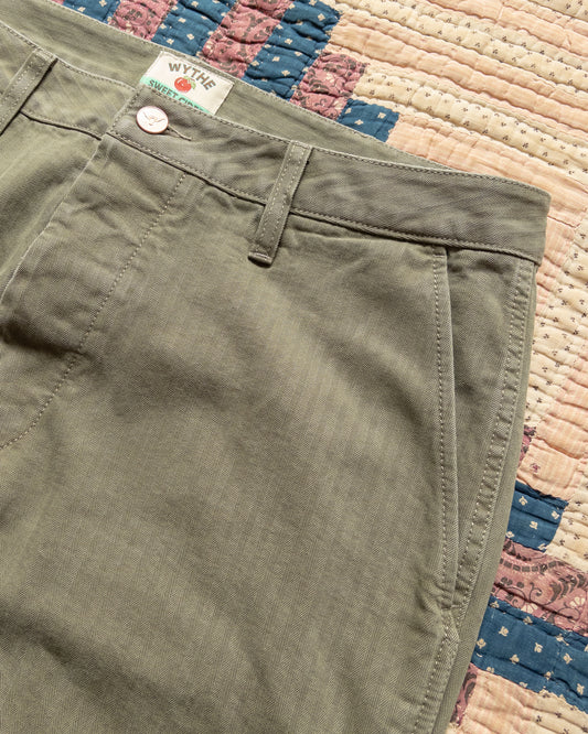 Japanese Cotton Herringbone Chino - Faded Olive