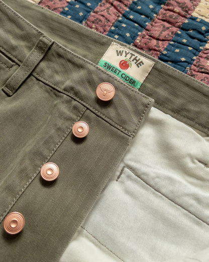 Japanese Cotton Herringbone Chino - Faded Olive