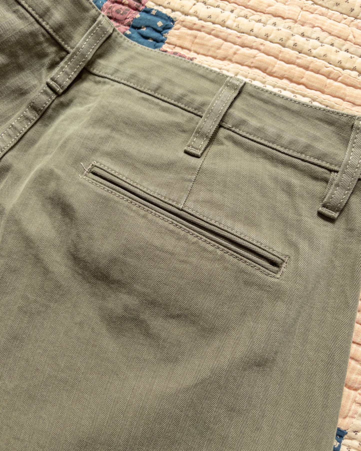 Japanese Cotton Herringbone Chino - Faded Olive