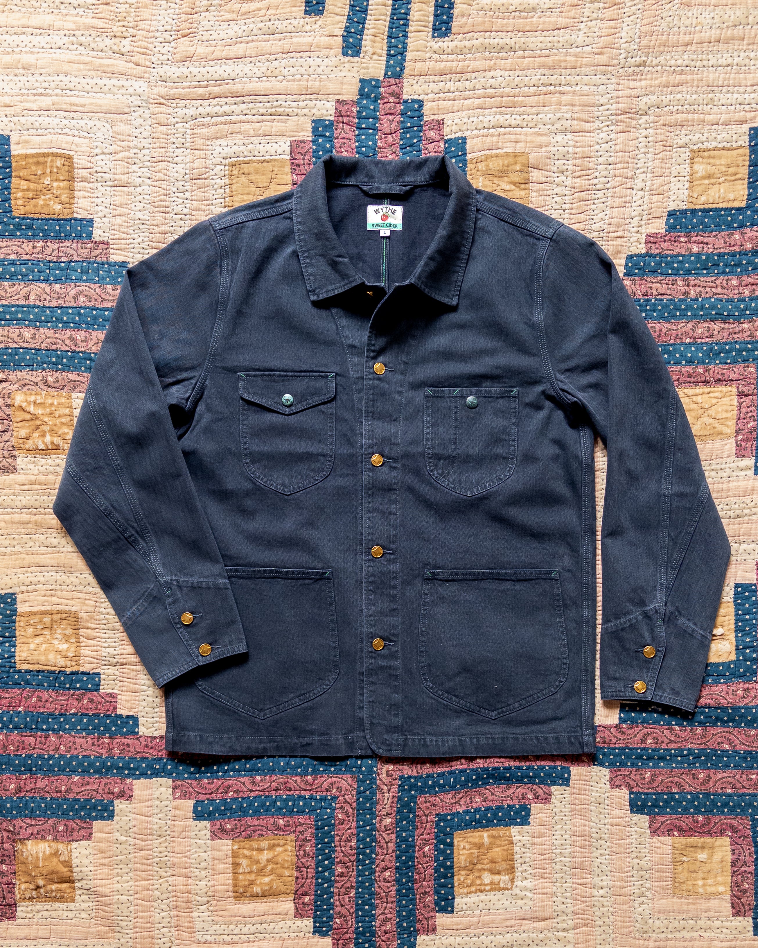 Japanese Cotton Herringbone Barn Jacket - Faded Navy – Wythe