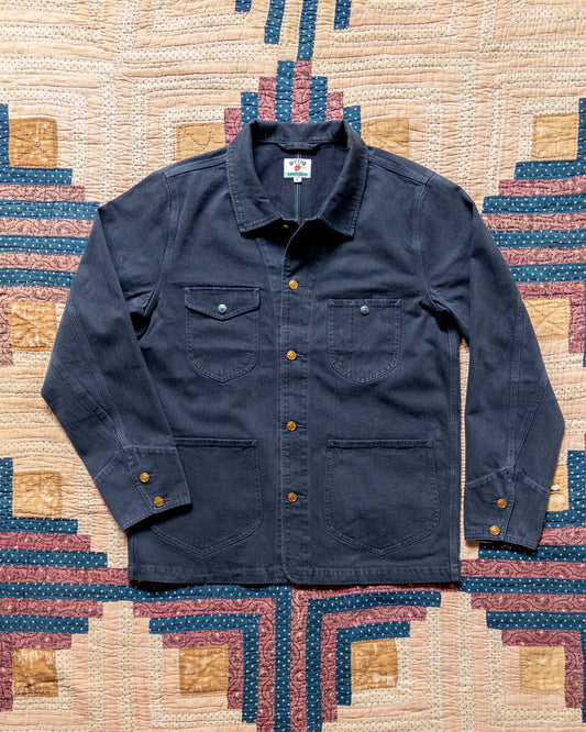 Japanese Cotton Herringbone Barn Jacket - Faded Navy