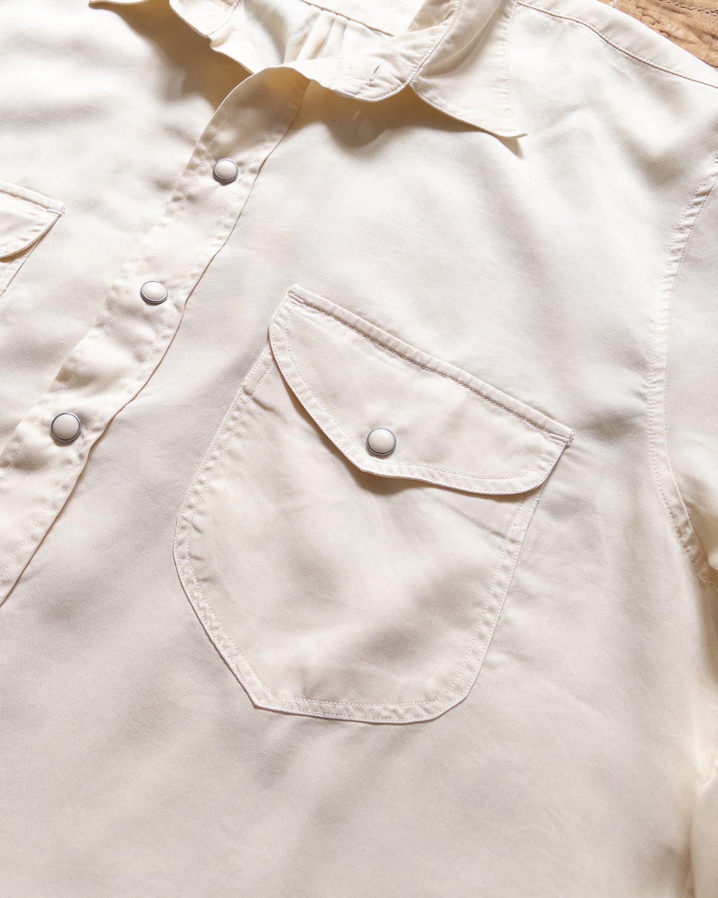 Tencel Gabardine Pearlsnap Shirt - Buttermilk