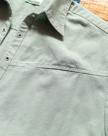 Cotton Canvas Pullover Shirt - Sage