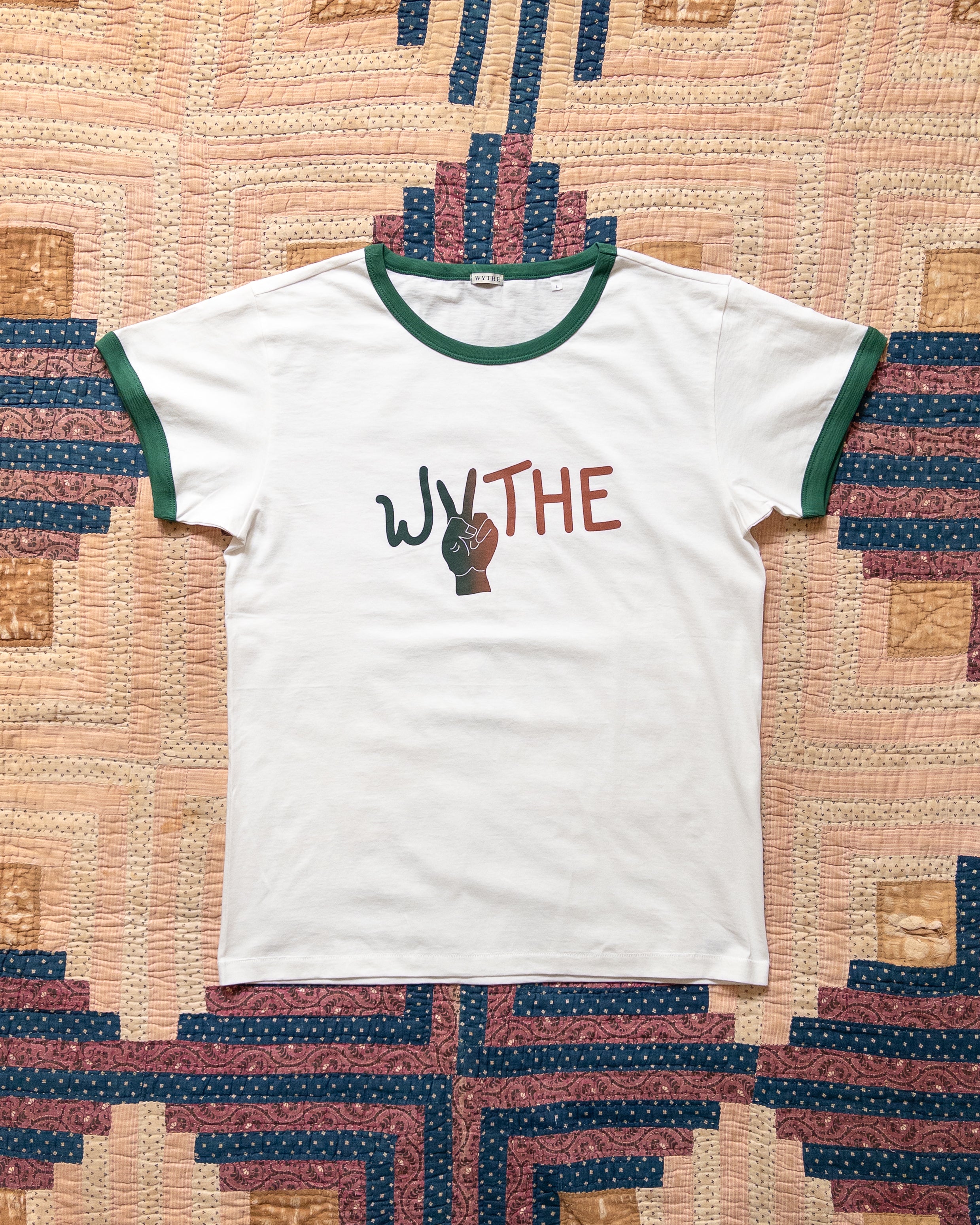 Watermelon Peace Print Tubular Ringer T-Shirt - Evergreen
