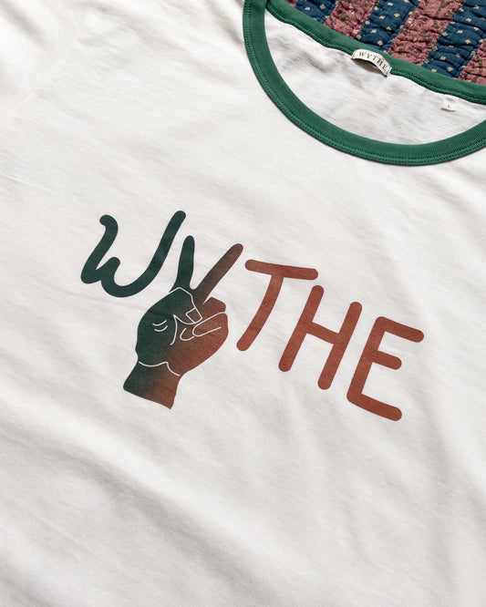 Watermelon Peace Print Tubular Ringer T-Shirt - Evergreen