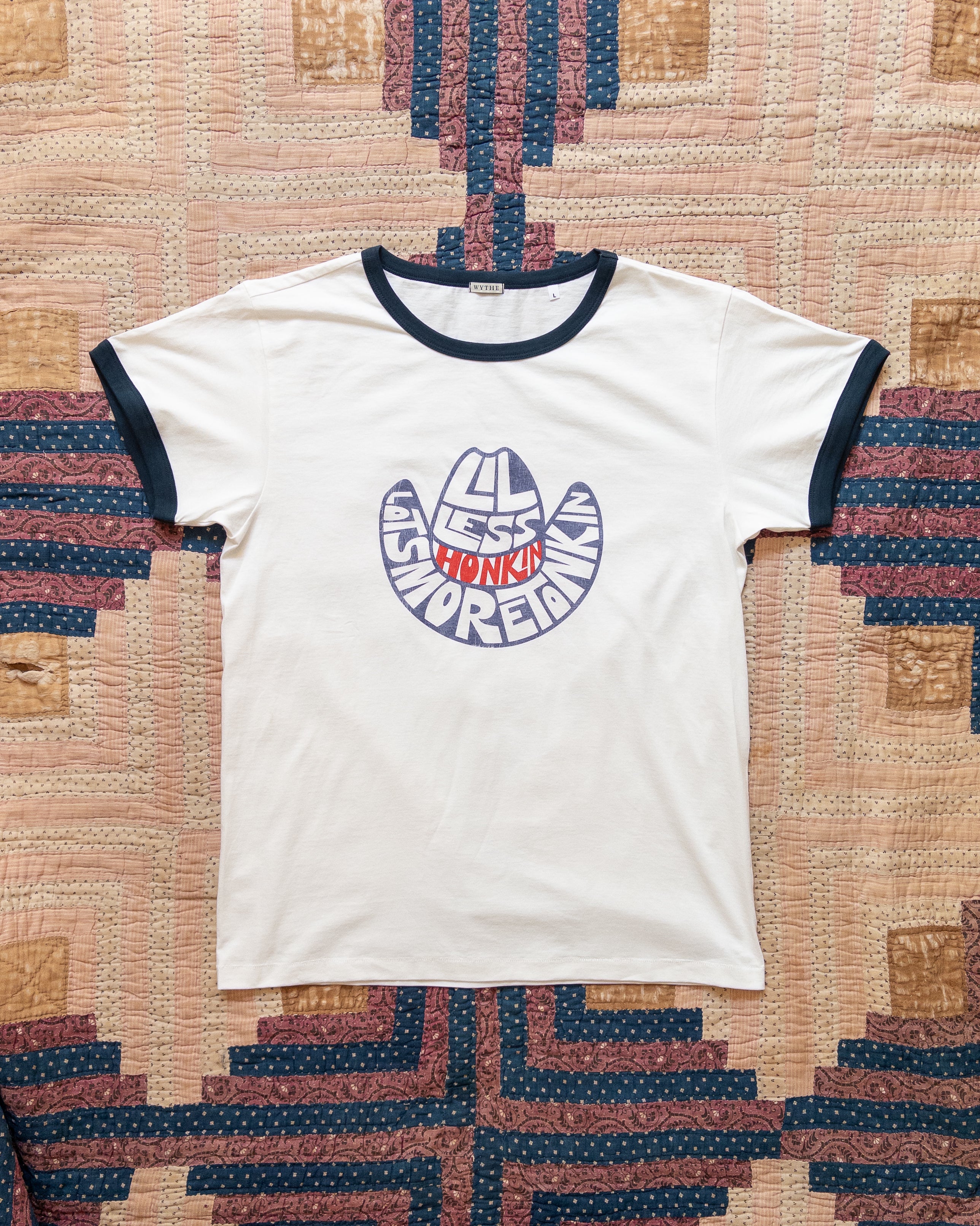 Tonkin Print Tubular Ringer T-Shirt - Navy