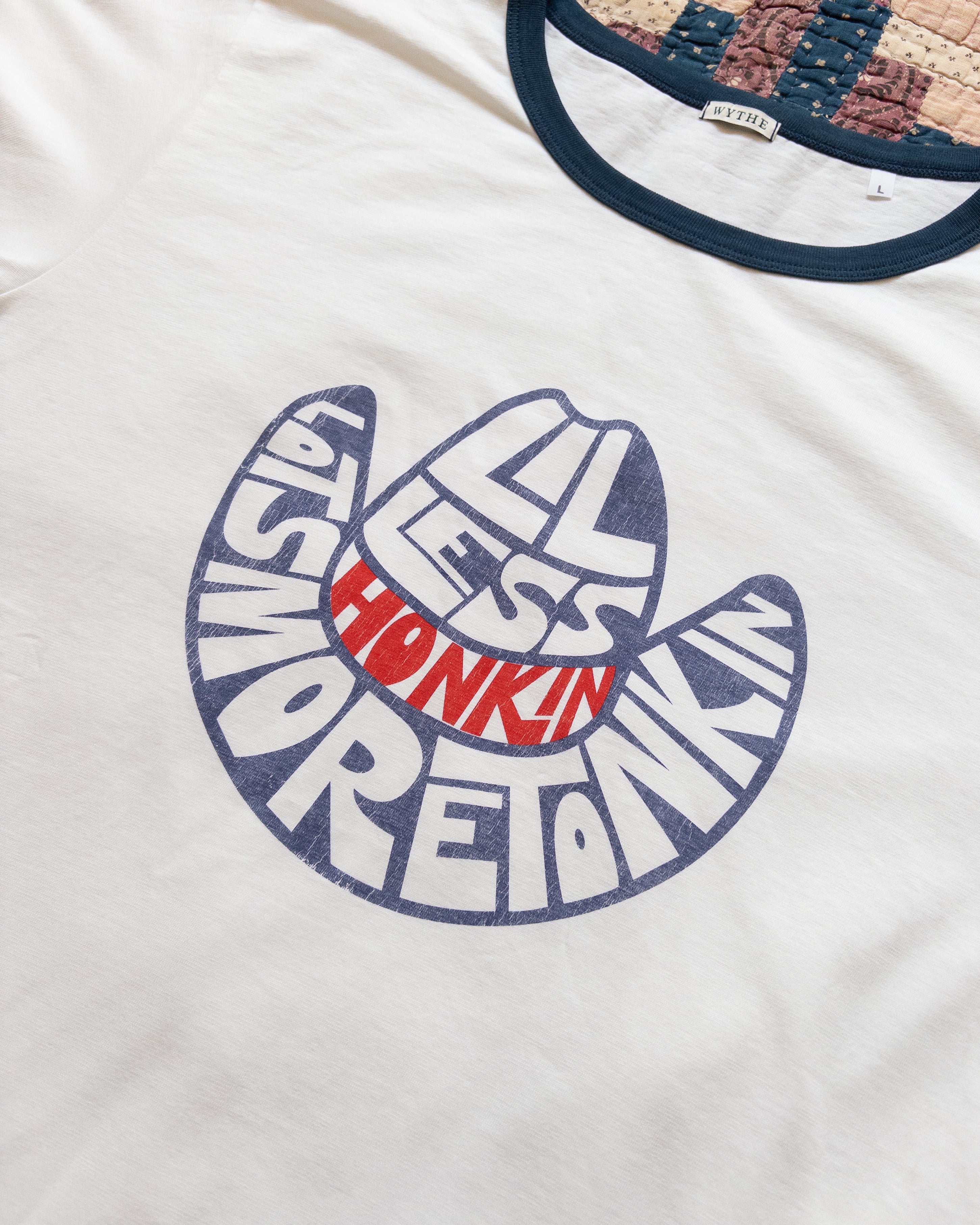 Tonkin Print Tubular Ringer T-Shirt - Navy