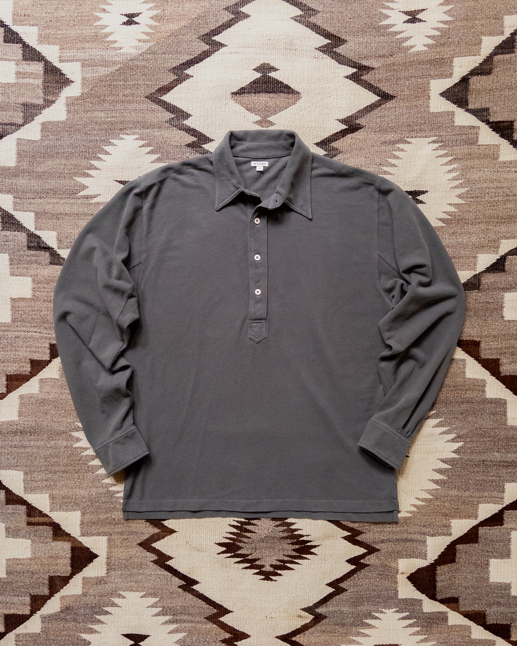 Garment Dyed Longsleeve Polo - Faded Black