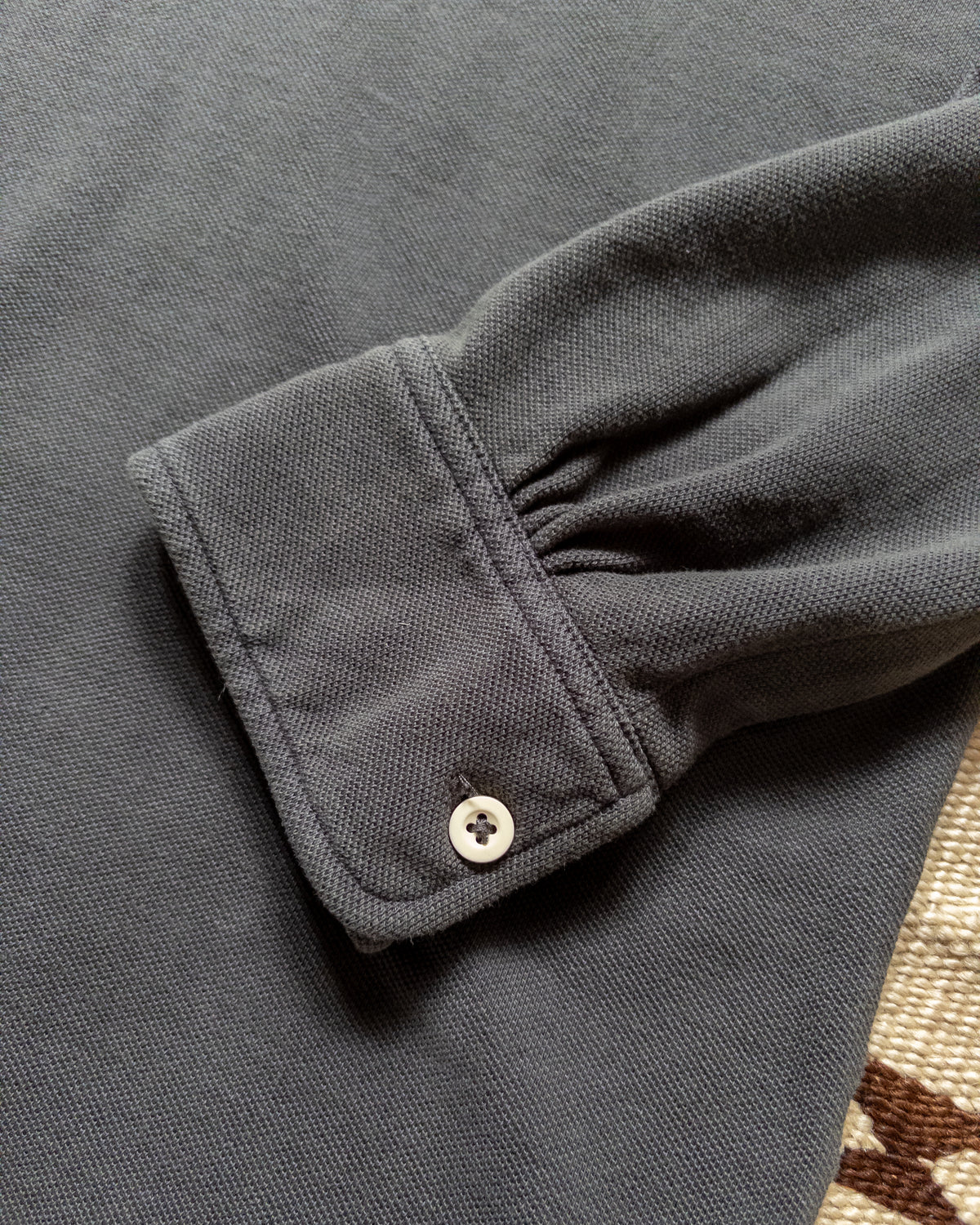 Garment Dyed Longsleeve Polo - Faded Black