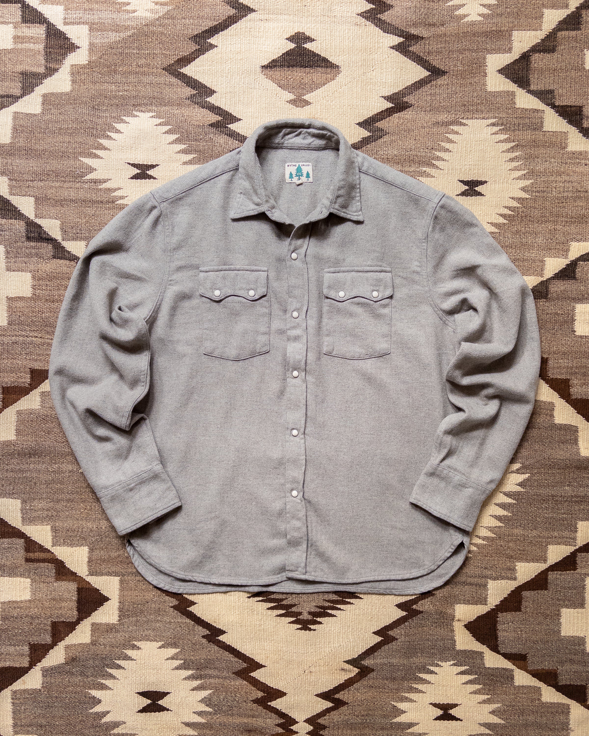 Washed Flannel Pearlsnap Shirt - Dapple Grey
