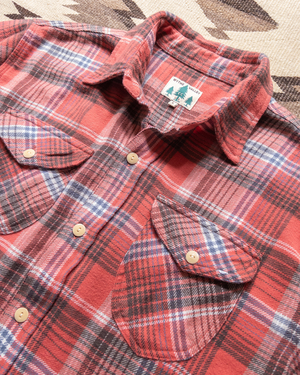 Washed Flannel Workshirt - Cactus Flower Plaid