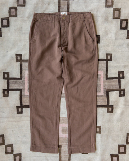 Flat Front Cotton Linen Twill Chino - Churro Brown